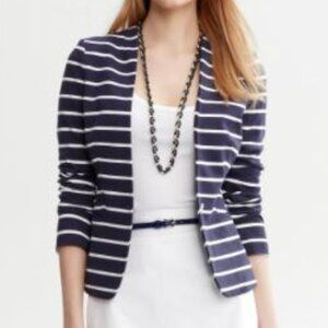 Banana Republic Navy/White Striped Ponte Modern Blazer Jacket- Sz. 2